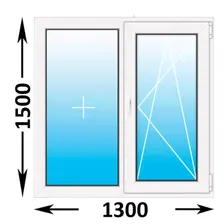 Пластиковое окно Rehau Blitz двухстворчатое 1300x1500 (ширина Х высота) (1300Х1500)