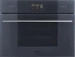 SMEG SO4102M1G Компактный многофункциональный духовой шкаф, комбинированный с микроволновой печью, ширина 60 см, высота 45 см, 11 функций, стекло Neptune Grey