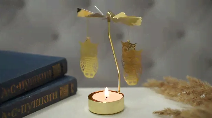 Подсвечник "Совы" (24k Gold Plated) вращающийся от свечи