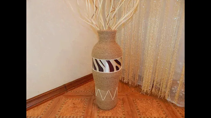 A huge vase made of glass jars and jute/Напольная ваза "АФРИКА".Бюджетный декор:из банок и джута.