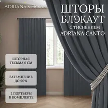 Шторы Adriana Canto, блэкаут с тиснением, комплект из 2 штор, высота 245 см, ширина 250 см, лента графит