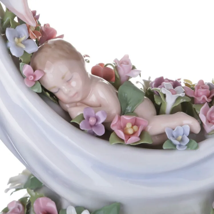 Статуэтка музыкальная "спящий ребенок" высота=16 см.длина=15 см. Porcelain Manufacturing (461-146)-0