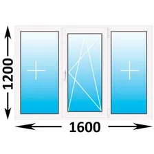 Пластиковое окно Veka WHS 60 трехстворчатое 1600x1200 (ширина Х высота) (1600Х1200)