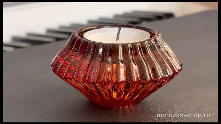Двусторонний подсвечник БИПАРТИ, стекло, янтарный, 7 см   ASH513040-2