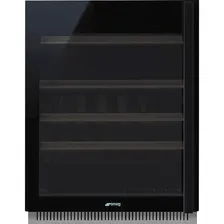 Винные шкафы SMEG/ Холодильный шкаф для вина встраиваемый, высота 82 см, петли слева, черное стекло.